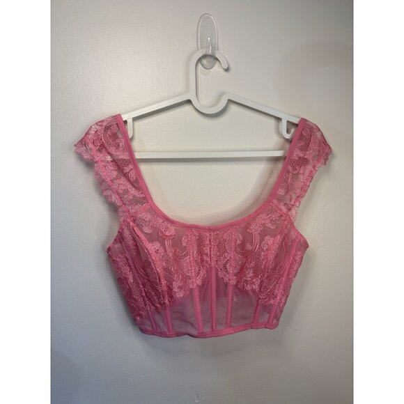 Victoria's Secret Tops - Victoria's Secret Semi sheer Lace Corset Lime Green Bra Medium
